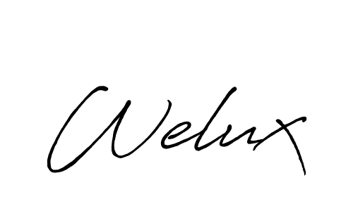 Use a signature maker to create a handwritten signature online. With this signature software, you can design (Antro_Vectra_Bolder) your own signature for name Welux. Welux signature style 7 images and pictures png