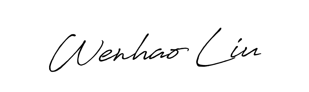 How to make Wenhao Liu name signature. Use Antro_Vectra_Bolder style for creating short signs online. This is the latest handwritten sign. Wenhao Liu signature style 7 images and pictures png
