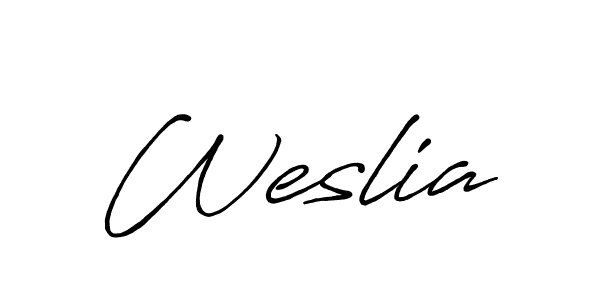 How to make Weslia signature? Antro_Vectra_Bolder is a professional autograph style. Create handwritten signature for Weslia name. Weslia signature style 7 images and pictures png