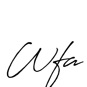 Use a signature maker to create a handwritten signature online. With this signature software, you can design (Antro_Vectra_Bolder) your own signature for name Wfa. Wfa signature style 7 images and pictures png