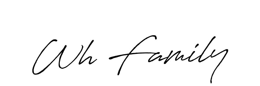 Use a signature maker to create a handwritten signature online. With this signature software, you can design (Antro_Vectra_Bolder) your own signature for name Wh Family. Wh Family signature style 7 images and pictures png