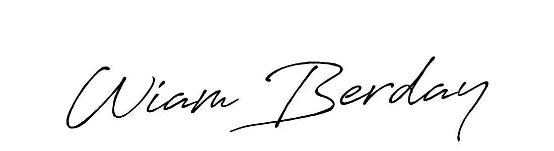 Create a beautiful signature design for name Wiam Berday. With this signature (Antro_Vectra_Bolder) fonts, you can make a handwritten signature for free. Wiam Berday signature style 7 images and pictures png