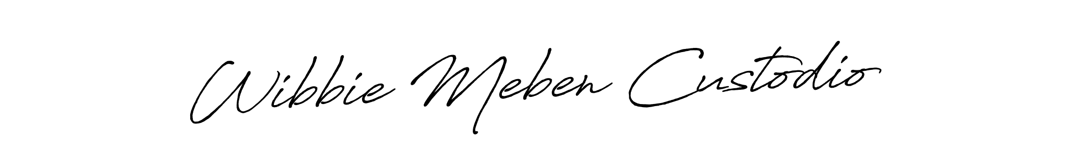 Create a beautiful signature design for name Wibbie Meben Custodio. With this signature (Antro_Vectra_Bolder) fonts, you can make a handwritten signature for free. Wibbie Meben Custodio signature style 7 images and pictures png