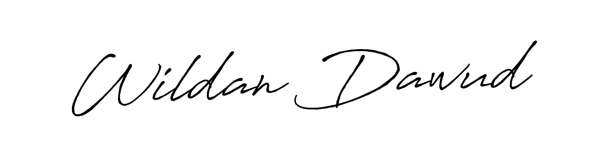 Make a beautiful signature design for name Wildan Dawud. With this signature (Antro_Vectra_Bolder) style, you can create a handwritten signature for free. Wildan Dawud signature style 7 images and pictures png