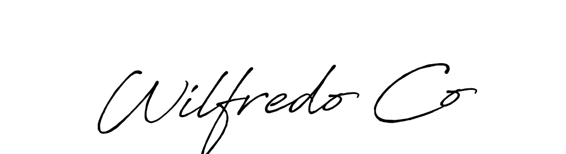 Make a beautiful signature design for name Wilfredo Co. With this signature (Antro_Vectra_Bolder) style, you can create a handwritten signature for free. Wilfredo Co signature style 7 images and pictures png