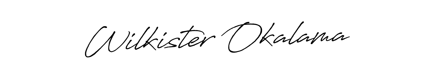 The best way (Antro_Vectra_Bolder) to make a short signature is to pick only two or three words in your name. The name Wilkister Okalama include a total of six letters. For converting this name. Wilkister Okalama signature style 7 images and pictures png