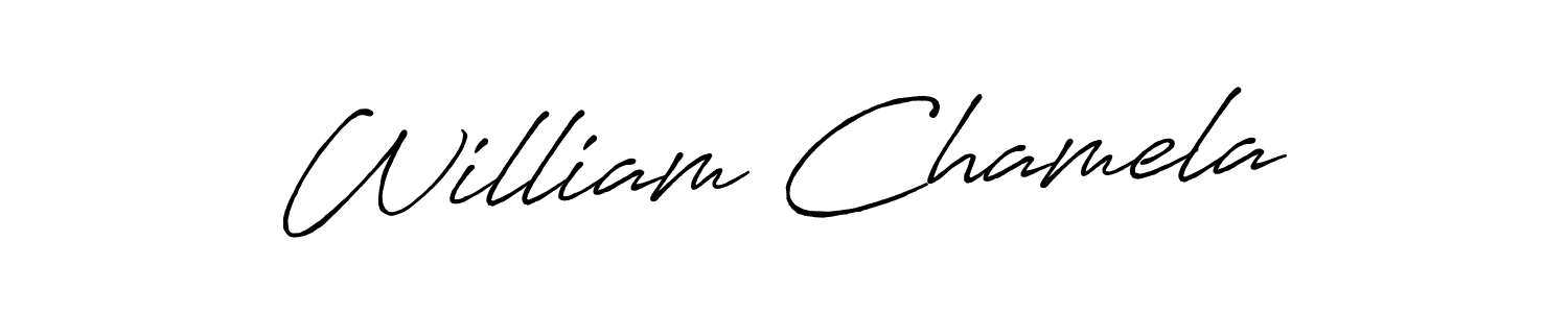 How to make William Chamela signature? Antro_Vectra_Bolder is a professional autograph style. Create handwritten signature for William Chamela name. William Chamela signature style 7 images and pictures png