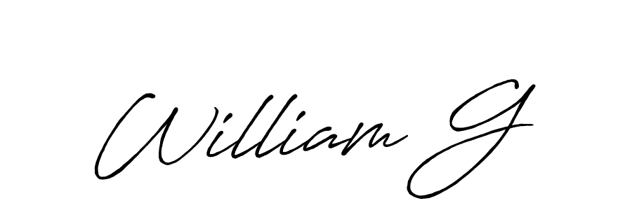 The best way (Antro_Vectra_Bolder) to make a short signature is to pick only two or three words in your name. The name William G include a total of six letters. For converting this name. William G signature style 7 images and pictures png