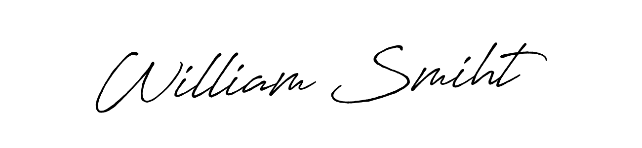 Use a signature maker to create a handwritten signature online. With this signature software, you can design (Antro_Vectra_Bolder) your own signature for name William Smiht. William Smiht signature style 7 images and pictures png