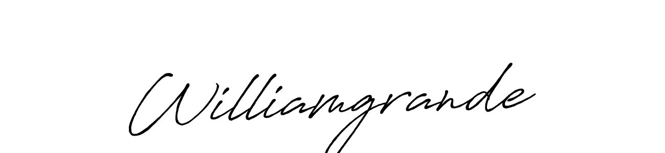 Use a signature maker to create a handwritten signature online. With this signature software, you can design (Antro_Vectra_Bolder) your own signature for name Williamgrande. Williamgrande signature style 7 images and pictures png