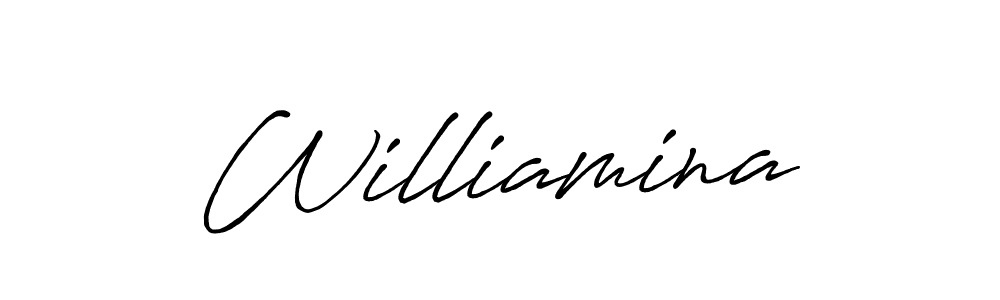 Design your own signature with our free online signature maker. With this signature software, you can create a handwritten (Antro_Vectra_Bolder) signature for name Williamina. Williamina signature style 7 images and pictures png