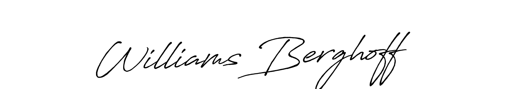 How to make Williams Berghoff name signature. Use Antro_Vectra_Bolder style for creating short signs online. This is the latest handwritten sign. Williams Berghoff signature style 7 images and pictures png