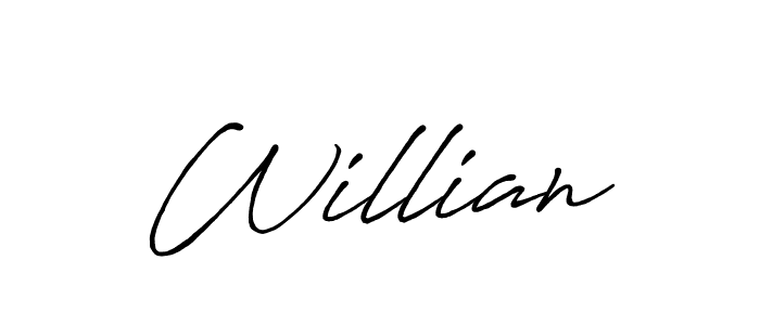 Design your own signature with our free online signature maker. With this signature software, you can create a handwritten (Antro_Vectra_Bolder) signature for name Willian. Willian signature style 7 images and pictures png