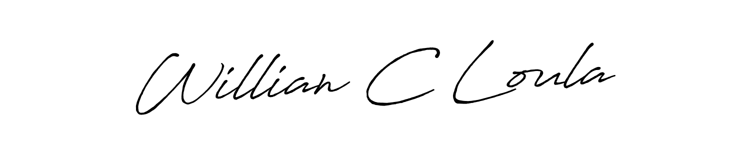 How to Draw Willian C Loula signature style? Antro_Vectra_Bolder is a latest design signature styles for name Willian C Loula. Willian C Loula signature style 7 images and pictures png