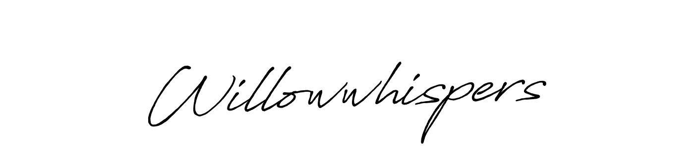 The best way (Antro_Vectra_Bolder) to make a short signature is to pick only two or three words in your name. The name Willowwhispers include a total of six letters. For converting this name. Willowwhispers signature style 7 images and pictures png