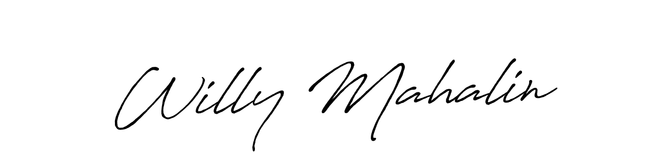 How to make Willy Mahalin name signature. Use Antro_Vectra_Bolder style for creating short signs online. This is the latest handwritten sign. Willy Mahalin signature style 7 images and pictures png