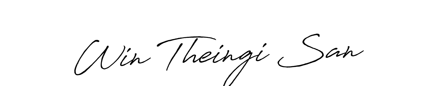 How to make Win Theingi San name signature. Use Antro_Vectra_Bolder style for creating short signs online. This is the latest handwritten sign. Win Theingi San signature style 7 images and pictures png