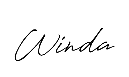 Make a beautiful signature design for name Winda. With this signature (Antro_Vectra_Bolder) style, you can create a handwritten signature for free. Winda signature style 7 images and pictures png