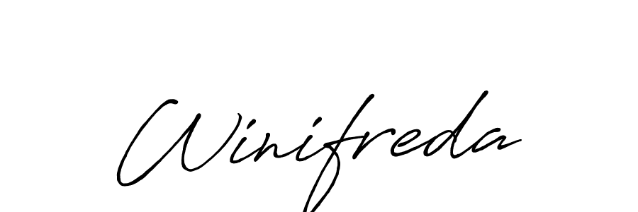 Design your own signature with our free online signature maker. With this signature software, you can create a handwritten (Antro_Vectra_Bolder) signature for name Winifreda. Winifreda signature style 7 images and pictures png