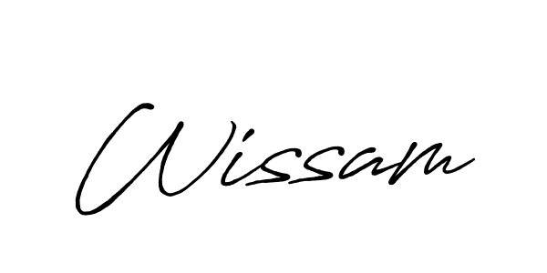 Use a signature maker to create a handwritten signature online. With this signature software, you can design (Antro_Vectra_Bolder) your own signature for name Wissam. Wissam signature style 7 images and pictures png