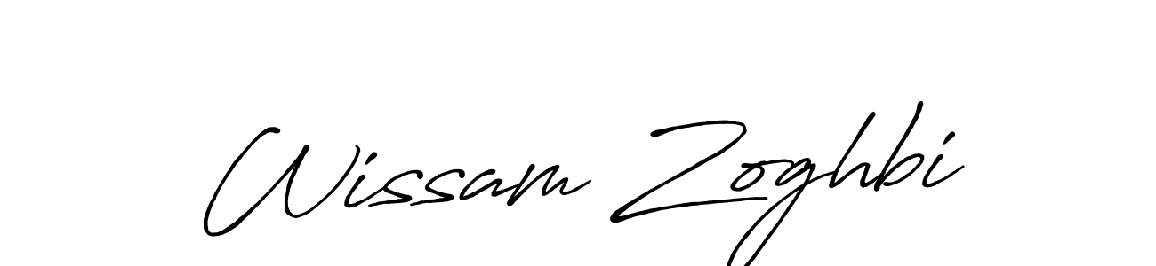 Create a beautiful signature design for name Wissam Zoghbi. With this signature (Antro_Vectra_Bolder) fonts, you can make a handwritten signature for free. Wissam Zoghbi signature style 7 images and pictures png