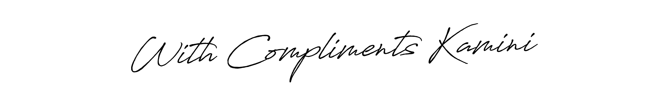 Also You can easily find your signature by using the search form. We will create With Compliments Kamini name handwritten signature images for you free of cost using Antro_Vectra_Bolder sign style. With Compliments Kamini signature style 7 images and pictures png