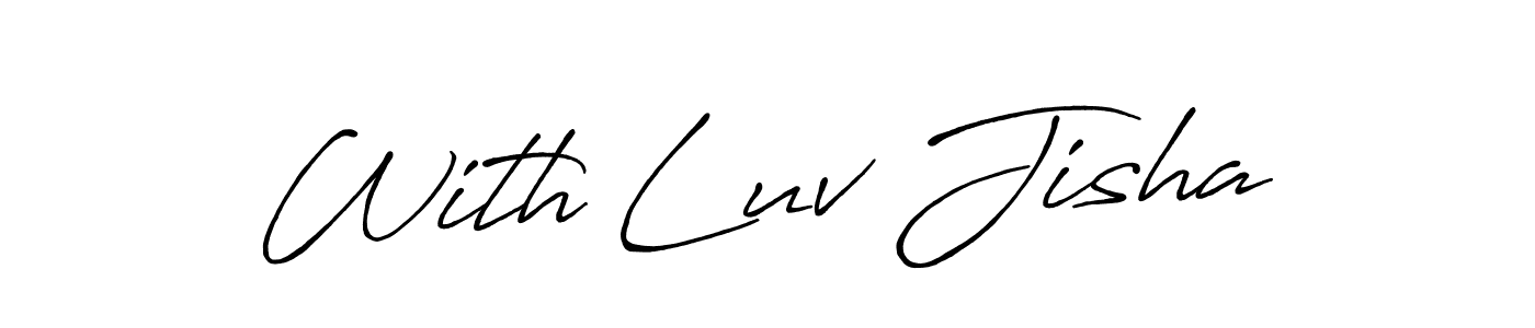 You should practise on your own different ways (Antro_Vectra_Bolder) to write your name (With Luv Jisha) in signature. don't let someone else do it for you. With Luv Jisha signature style 7 images and pictures png