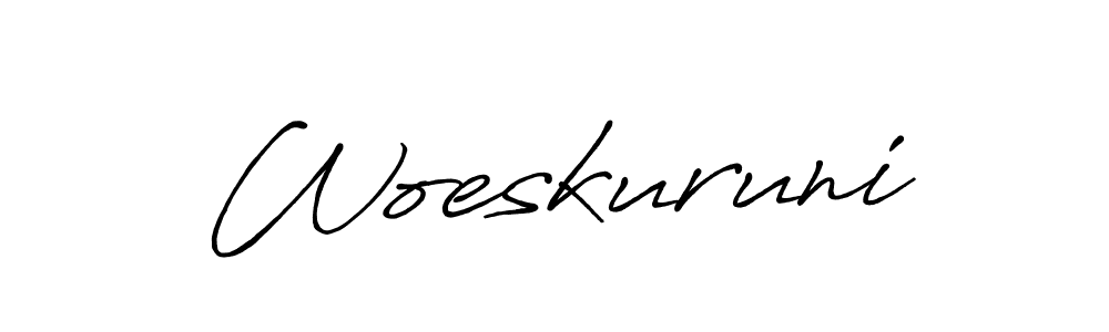 Create a beautiful signature design for name Woeskuruni. With this signature (Antro_Vectra_Bolder) fonts, you can make a handwritten signature for free. Woeskuruni signature style 7 images and pictures png