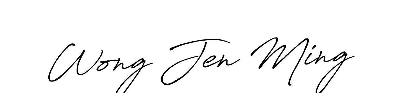 Use a signature maker to create a handwritten signature online. With this signature software, you can design (Antro_Vectra_Bolder) your own signature for name Wong Jen Ming. Wong Jen Ming signature style 7 images and pictures png