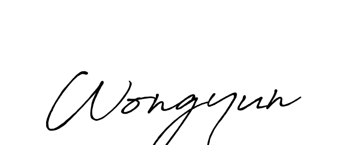 Make a beautiful signature design for name Wongyun. With this signature (Antro_Vectra_Bolder) style, you can create a handwritten signature for free. Wongyun signature style 7 images and pictures png