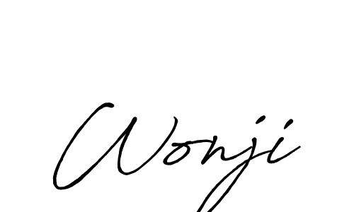 How to make Wonji signature? Antro_Vectra_Bolder is a professional autograph style. Create handwritten signature for Wonji name. Wonji signature style 7 images and pictures png