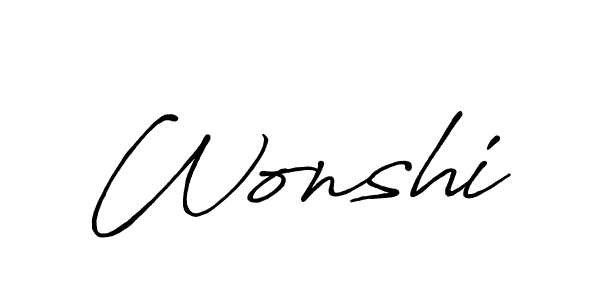 The best way (Antro_Vectra_Bolder) to make a short signature is to pick only two or three words in your name. The name Wonshi include a total of six letters. For converting this name. Wonshi signature style 7 images and pictures png