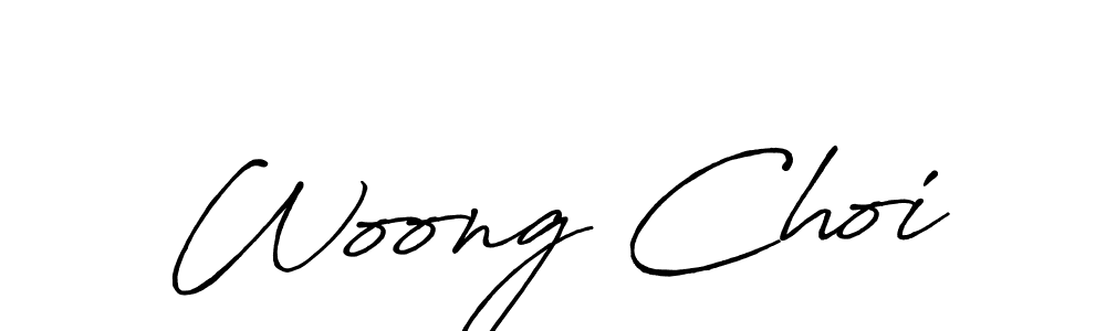 Use a signature maker to create a handwritten signature online. With this signature software, you can design (Antro_Vectra_Bolder) your own signature for name Woong Choi. Woong Choi signature style 7 images and pictures png