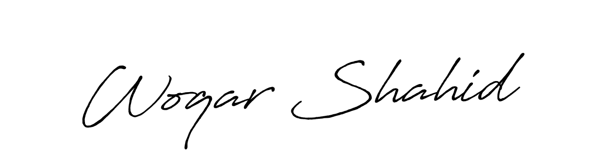 How to make Woqar Shahid name signature. Use Antro_Vectra_Bolder style for creating short signs online. This is the latest handwritten sign. Woqar Shahid signature style 7 images and pictures png