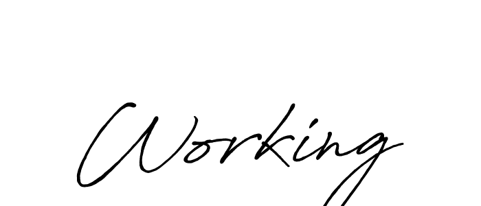 Use a signature maker to create a handwritten signature online. With this signature software, you can design (Antro_Vectra_Bolder) your own signature for name Working. Working signature style 7 images and pictures png