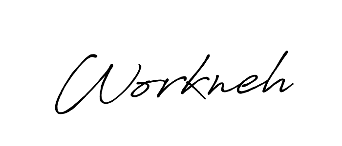 The best way (Antro_Vectra_Bolder) to make a short signature is to pick only two or three words in your name. The name Workneh include a total of six letters. For converting this name. Workneh signature style 7 images and pictures png