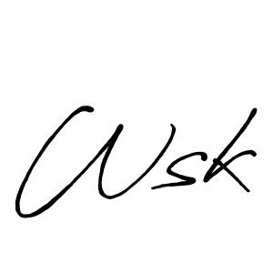 Wsk stylish signature style. Best Handwritten Sign (Antro_Vectra_Bolder) for my name. Handwritten Signature Collection Ideas for my name Wsk. Wsk signature style 7 images and pictures png