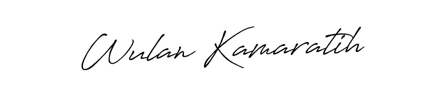 The best way (Antro_Vectra_Bolder) to make a short signature is to pick only two or three words in your name. The name Wulan Kamaratih include a total of six letters. For converting this name. Wulan Kamaratih signature style 7 images and pictures png