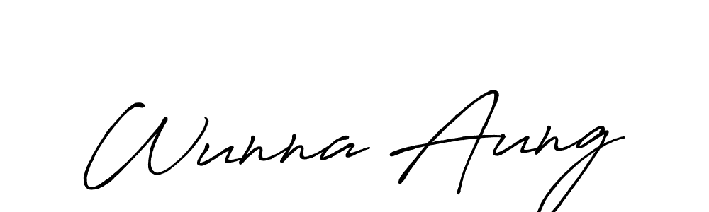 The best way (Antro_Vectra_Bolder) to make a short signature is to pick only two or three words in your name. The name Wunna Aung include a total of six letters. For converting this name. Wunna Aung signature style 7 images and pictures png
