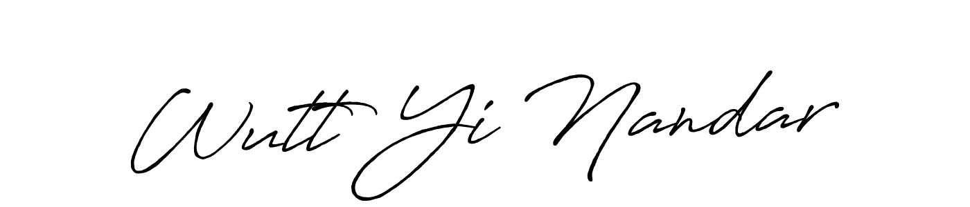 Create a beautiful signature design for name Wutt Yi Nandar. With this signature (Antro_Vectra_Bolder) fonts, you can make a handwritten signature for free. Wutt Yi Nandar signature style 7 images and pictures png