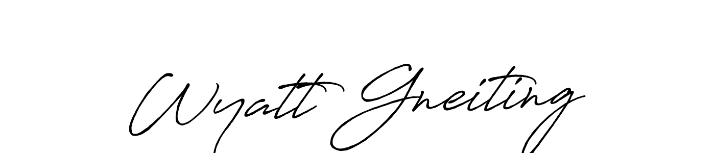 Make a beautiful signature design for name Wyatt Gneiting. With this signature (Antro_Vectra_Bolder) style, you can create a handwritten signature for free. Wyatt Gneiting signature style 7 images and pictures png
