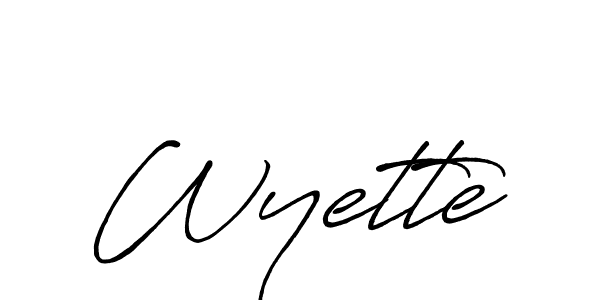 The best way (Antro_Vectra_Bolder) to make a short signature is to pick only two or three words in your name. The name Wyette include a total of six letters. For converting this name. Wyette signature style 7 images and pictures png