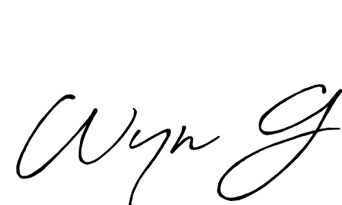 Use a signature maker to create a handwritten signature online. With this signature software, you can design (Antro_Vectra_Bolder) your own signature for name Wyn G. Wyn G signature style 7 images and pictures png