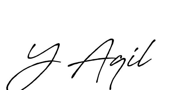 How to make Y Aqil name signature. Use Antro_Vectra_Bolder style for creating short signs online. This is the latest handwritten sign. Y Aqil signature style 7 images and pictures png