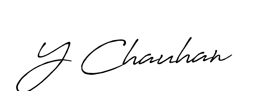 How to make Y Chauhan name signature. Use Antro_Vectra_Bolder style for creating short signs online. This is the latest handwritten sign. Y Chauhan signature style 7 images and pictures png