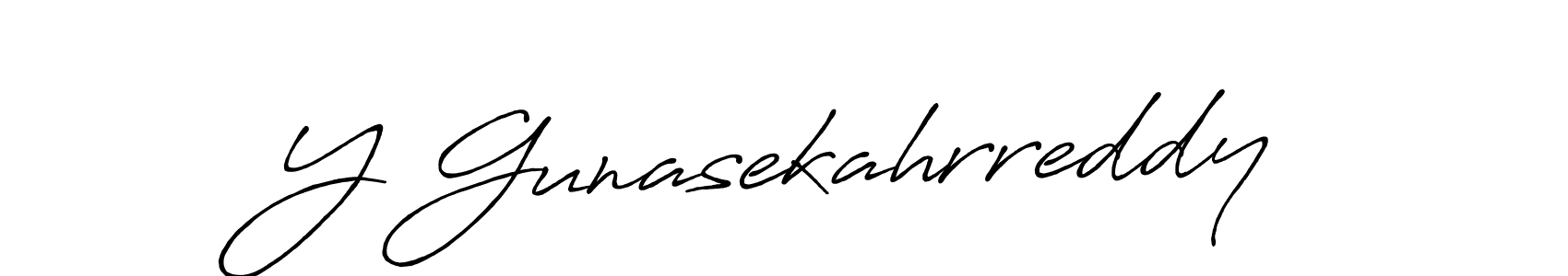 Make a beautiful signature design for name Y Gunasekahrreddy. With this signature (Antro_Vectra_Bolder) style, you can create a handwritten signature for free. Y Gunasekahrreddy signature style 7 images and pictures png