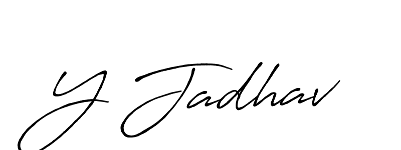 How to make Y Jadhav name signature. Use Antro_Vectra_Bolder style for creating short signs online. This is the latest handwritten sign. Y Jadhav signature style 7 images and pictures png