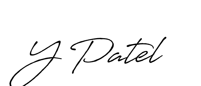 How to make Y Patel name signature. Use Antro_Vectra_Bolder style for creating short signs online. This is the latest handwritten sign. Y Patel signature style 7 images and pictures png