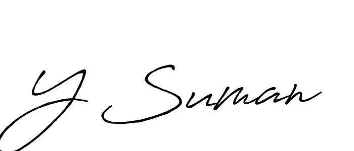 Create a beautiful signature design for name Y Suman. With this signature (Antro_Vectra_Bolder) fonts, you can make a handwritten signature for free. Y Suman signature style 7 images and pictures png