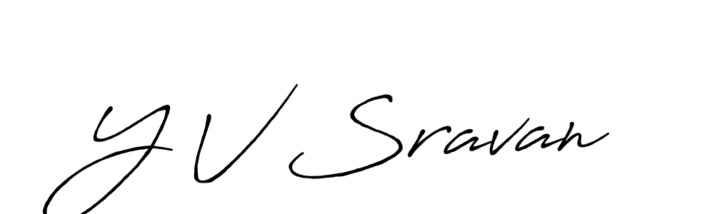 Use a signature maker to create a handwritten signature online. With this signature software, you can design (Antro_Vectra_Bolder) your own signature for name Y V Sravan. Y V Sravan signature style 7 images and pictures png